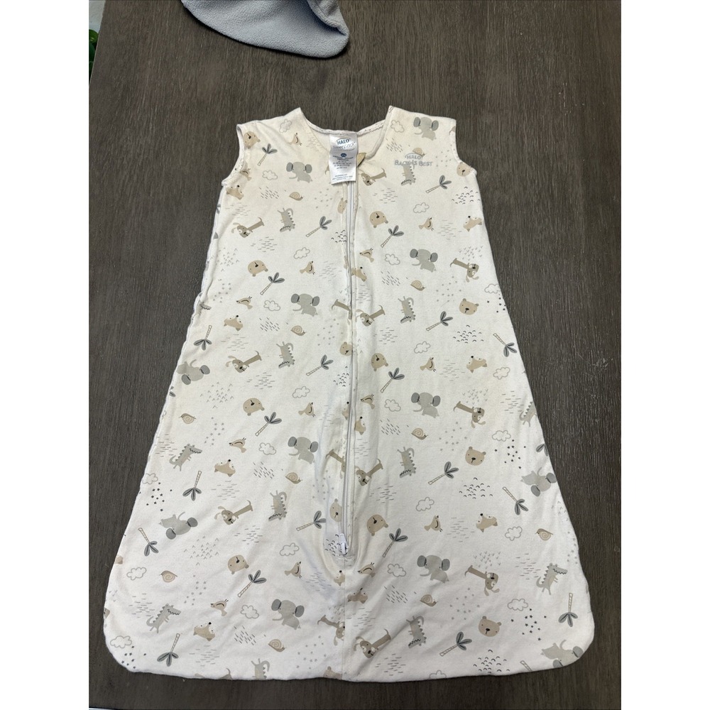 Halo Baby Cotton Sleep Sack Size Medium 6-12 Months Elephant Bear Fox Head White